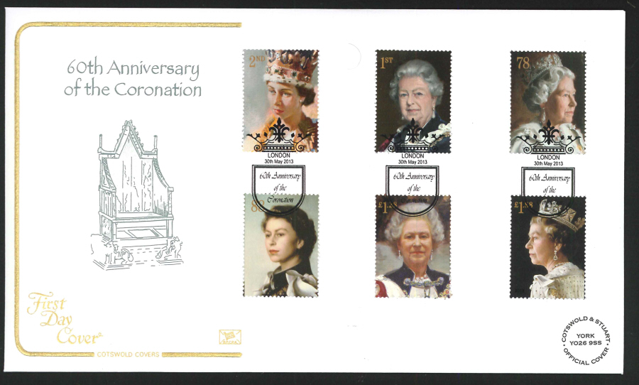 2013 - Queen's Portraits Coronation Cotswold First Day Cover, 60th Anniversary London Postmark