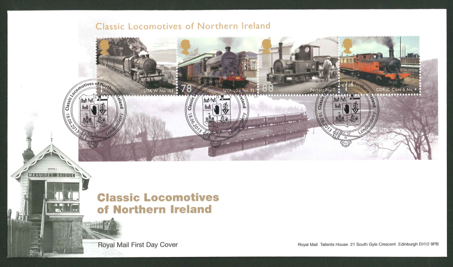 2013 - Classic Locomotives of Northern Ireland First Day Cover, Londonderry Postmark