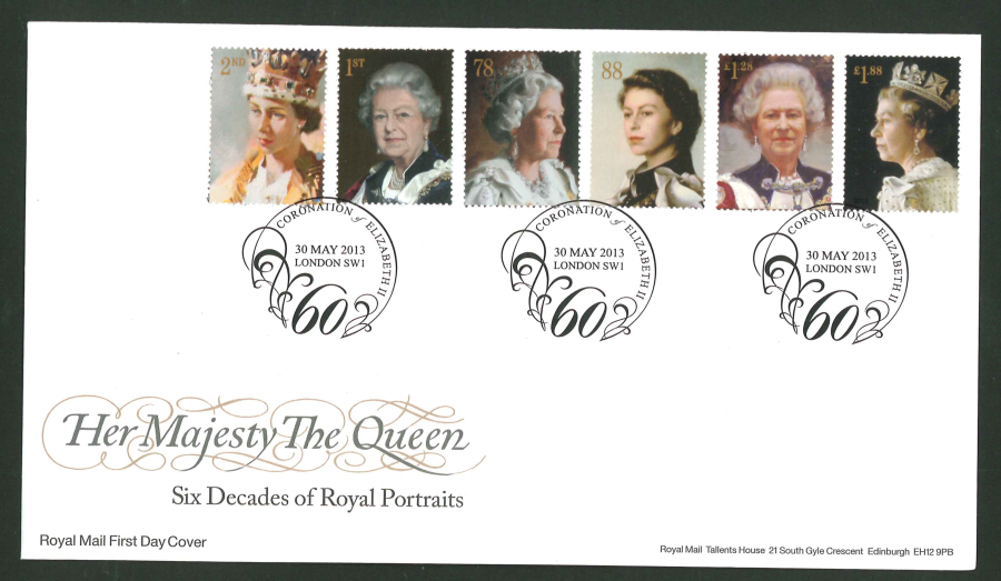 2013 - Queen's Portraits Coronation First Day Cover, London SW1 Postmark