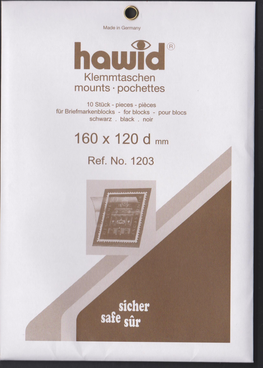 Hawid Mounts Strips Black Background 160mm x120mm