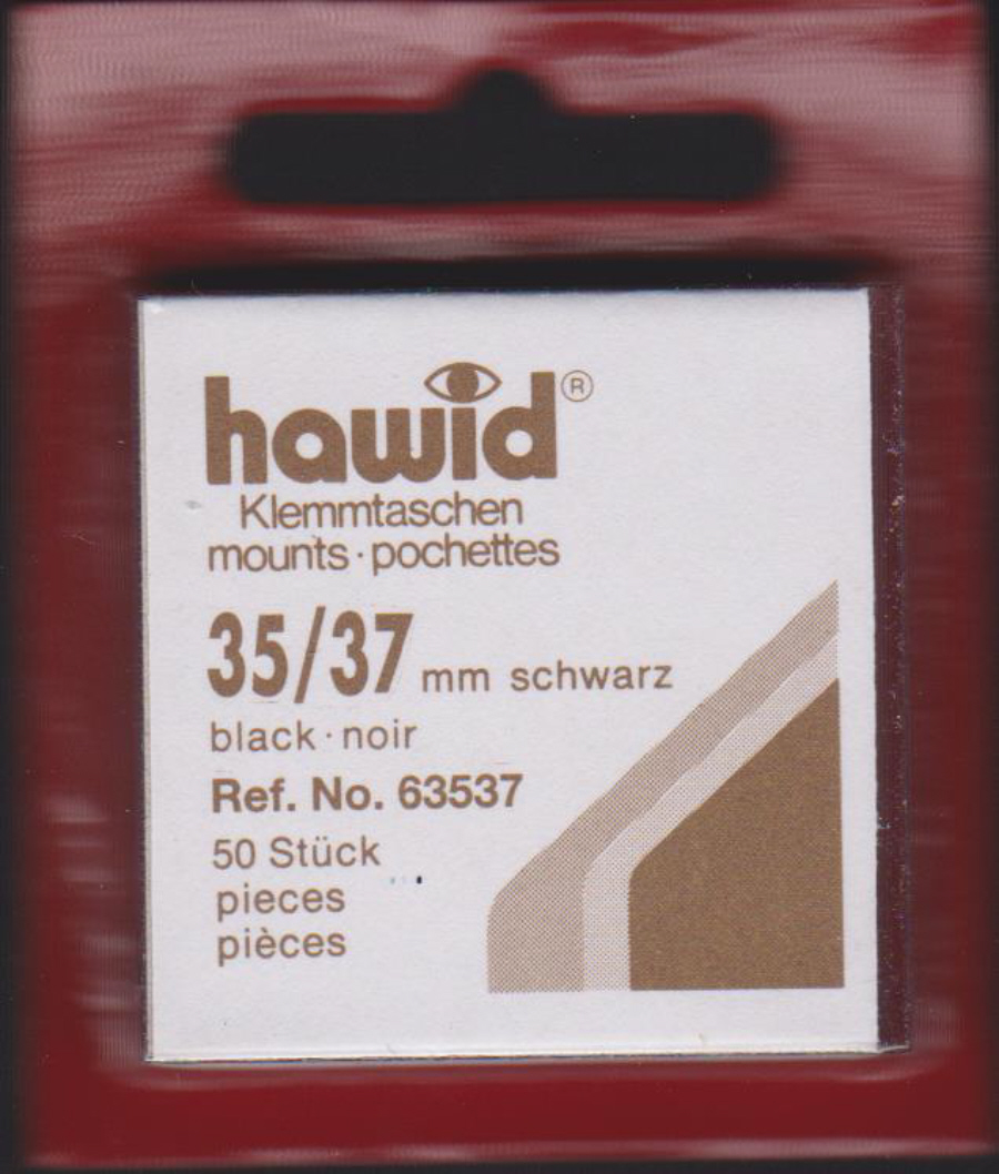 Hawid Cut to size Mounts Black Background 35mm x 37mm - Click Image to Close