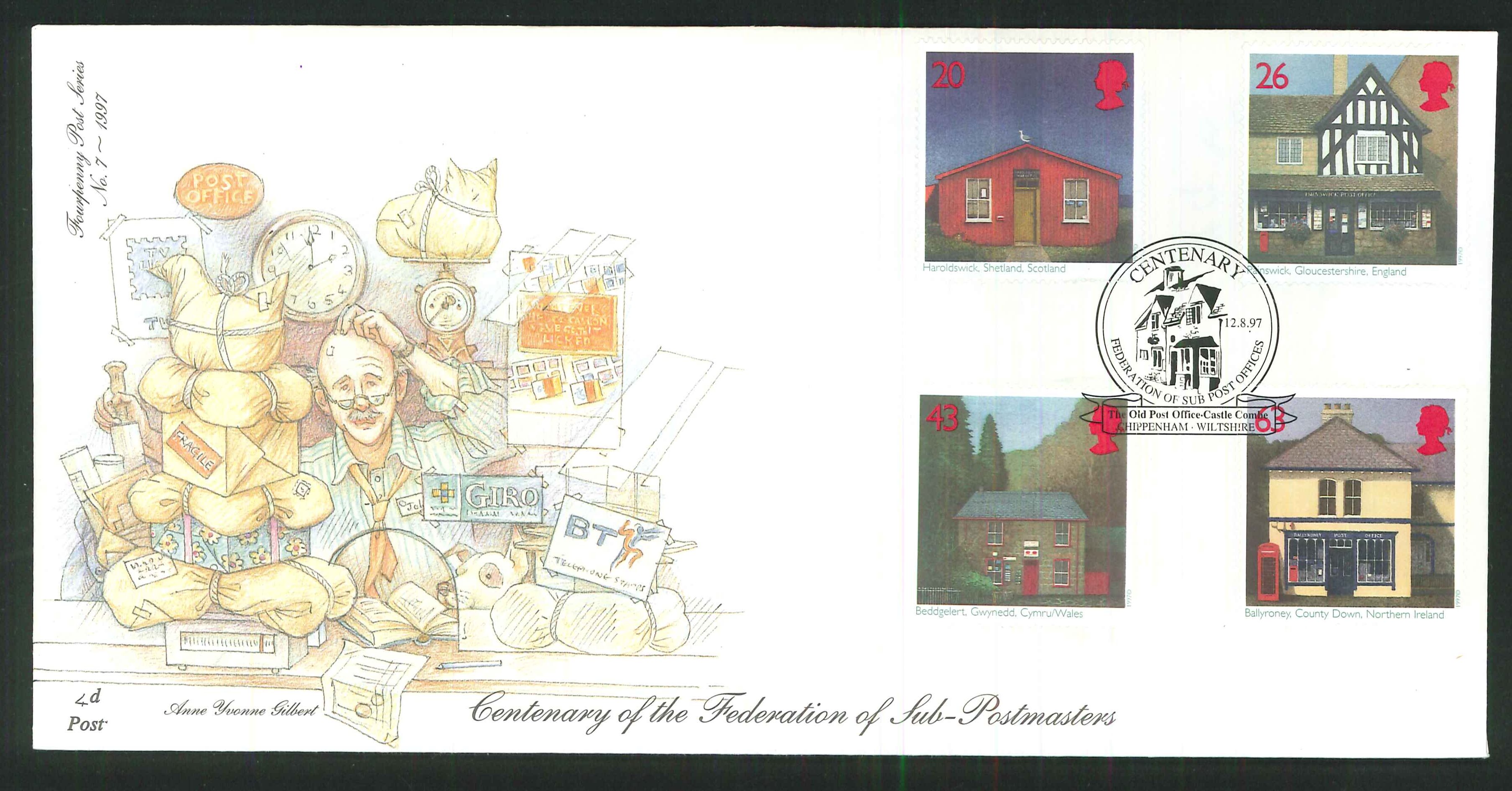 1997 - Centenary of the Federation of Sub Postmasters, Old Post Office, Castle Coombe Postmark - Click Image to Close