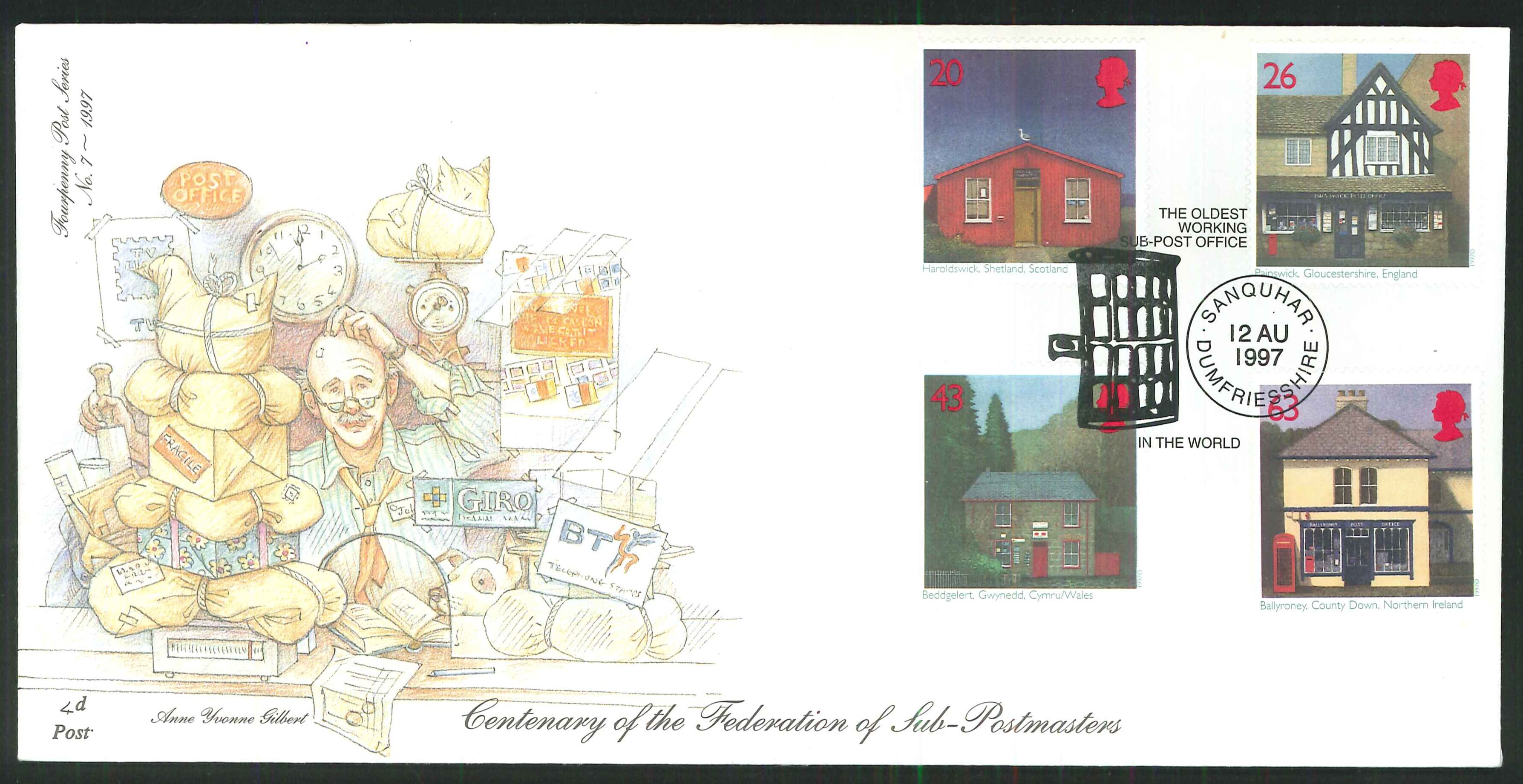 1997 - Centenary of the Federation of Sub Postmasters, Sanquhar, Dumfrieshire Postmark