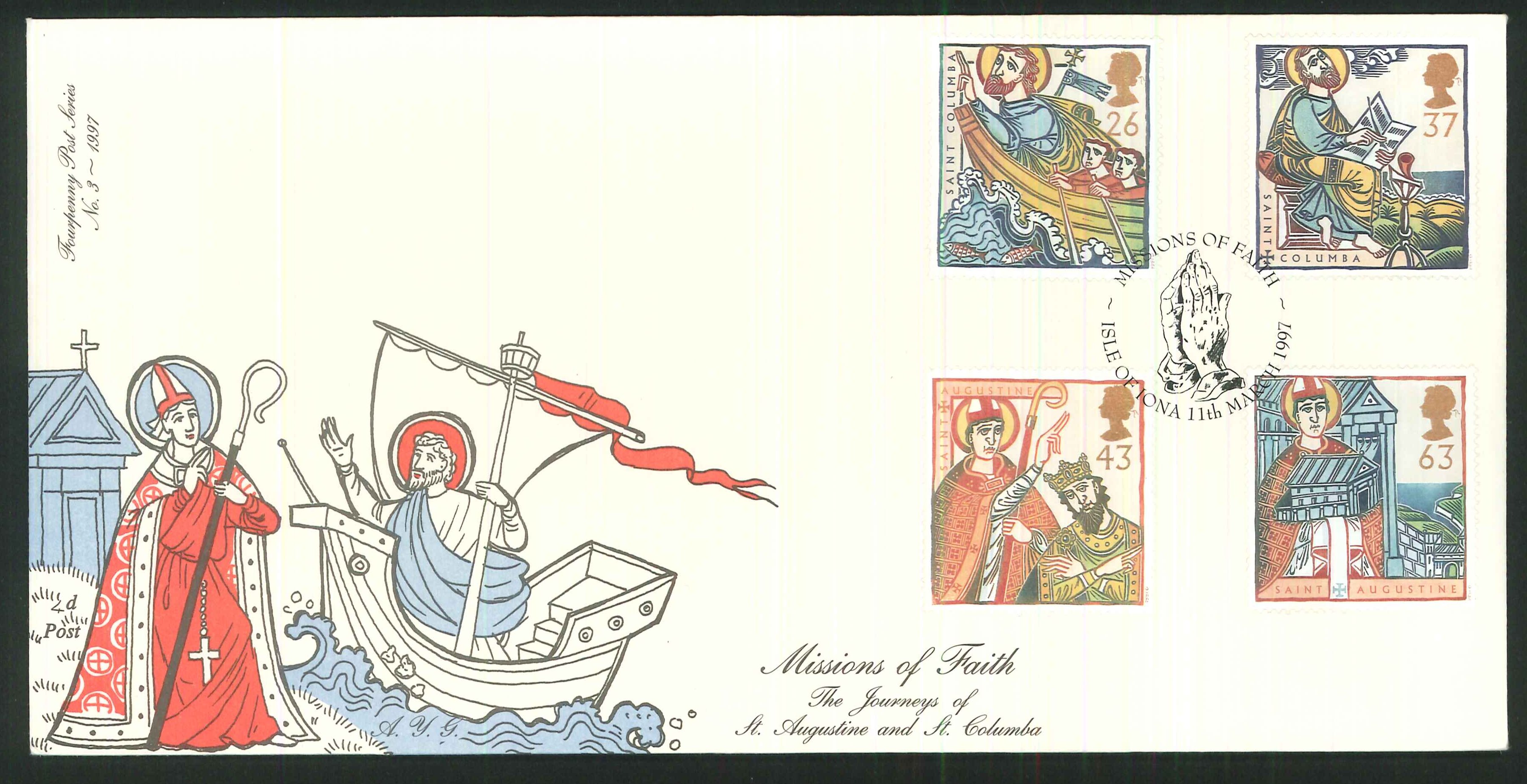 1997 - Missions of Faith, First Day Cover - Isle of Iona Postmark - Click Image to Close