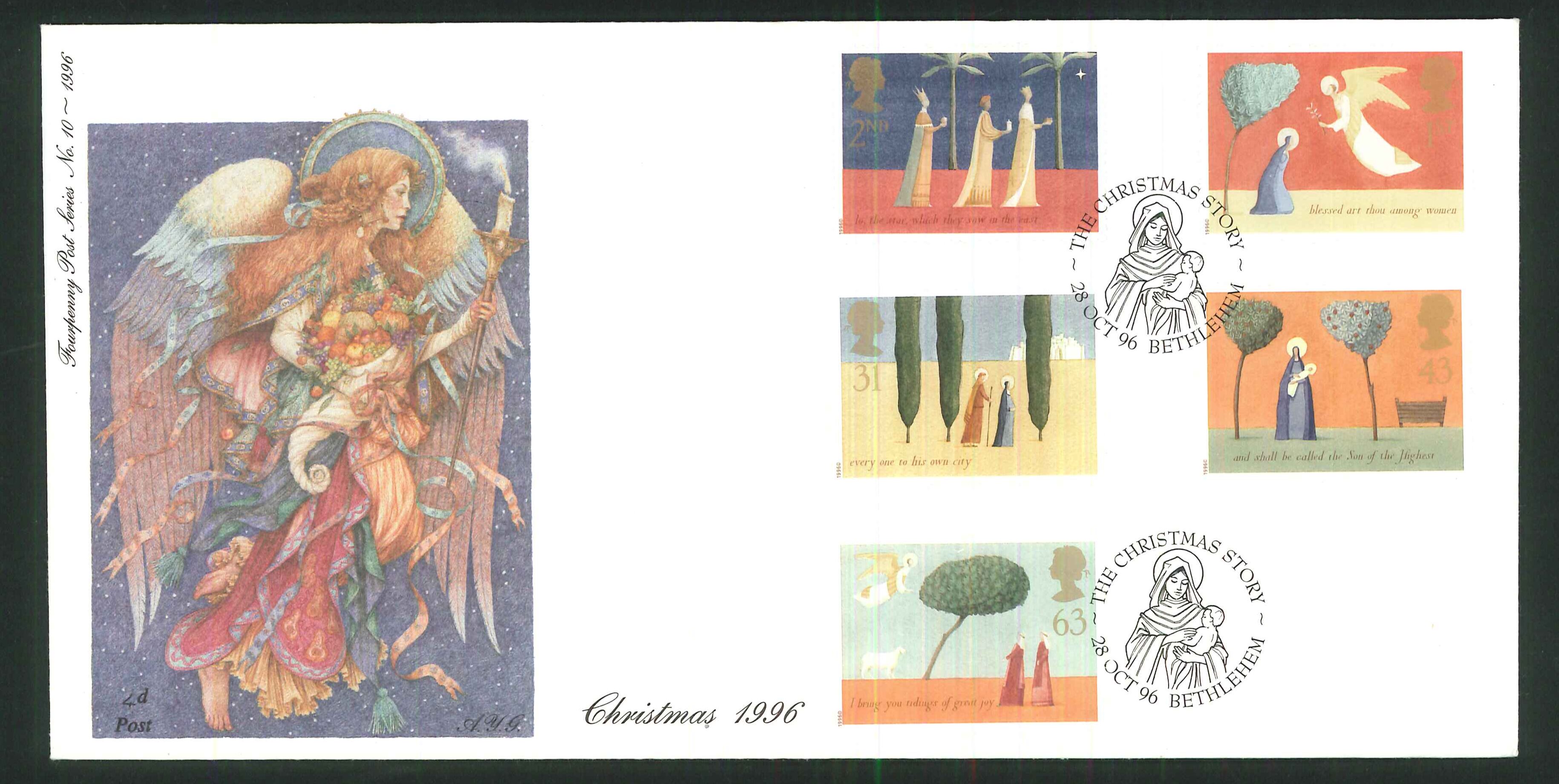 1996 - Christmas, First Day Cover - Bethlehem Postmark