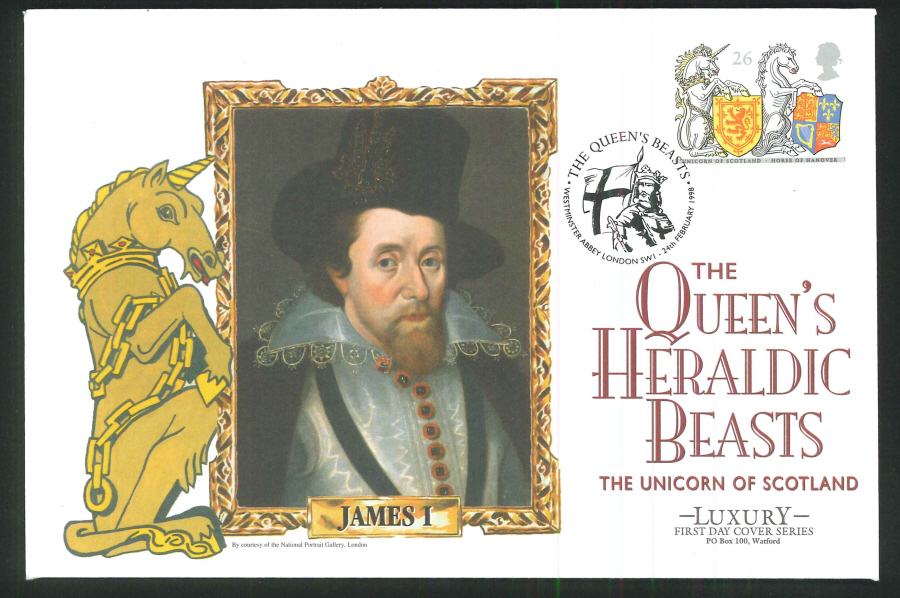 1998 - Queen's Heraldic Beasts, Set of 5 First Day Covers - Westminster Abbey Postmark