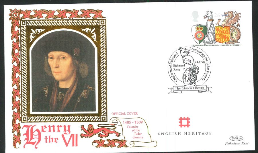 1998 - Queen's Beasts, English Heritage, Set of 5 First Day Covers - Multi Postmarks - Click Image to Close