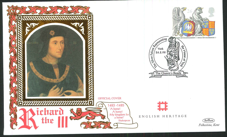 1998 - Queen's Beasts, English Heritage, Set of 5 First Day Covers - Multi Postmarks - Click Image to Close