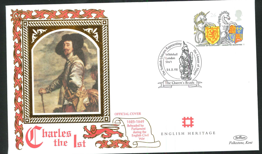 1998 - Queen's Beasts, English Heritage, Set of 5 First Day Covers - Multi Postmarks