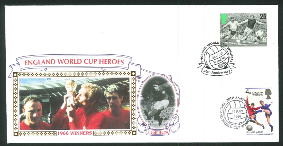 1996 - England World Cup Heroes Commemorative Cover, Wembley Postmark