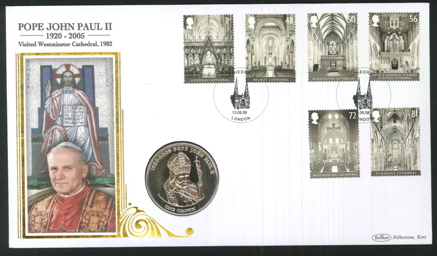 2008 Cathedrals Coin First Day Cover - Crown Coin and Cathedral London Postmark