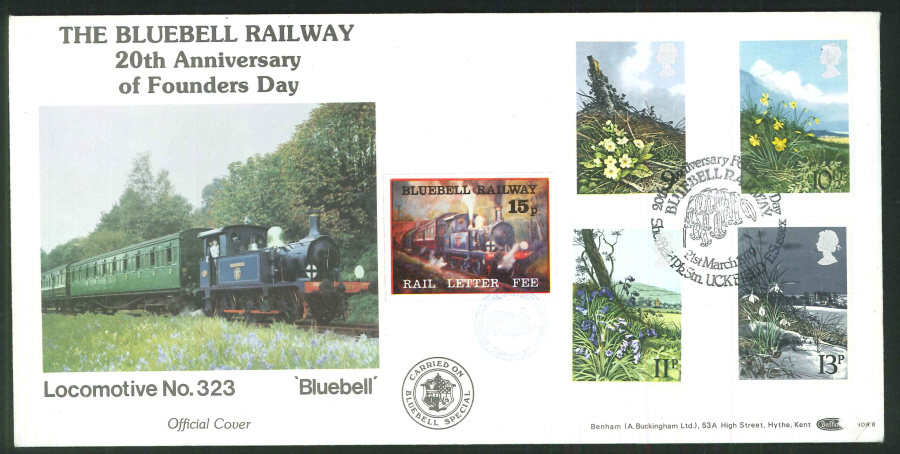 1979 - British Flowers First Day Cover - Bluebell Railway, Uckfield, Sussex Postmark