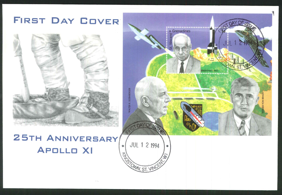 1994 - 25th Anniversary Apollo XI First Day Cover - St.Vincent Postmark - Click Image to Close