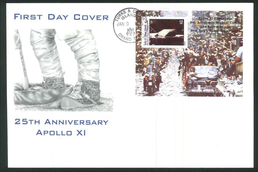 1995 - 25th Anniversary Apollo XI First Day Cover - Turks & Caicos Postmark
