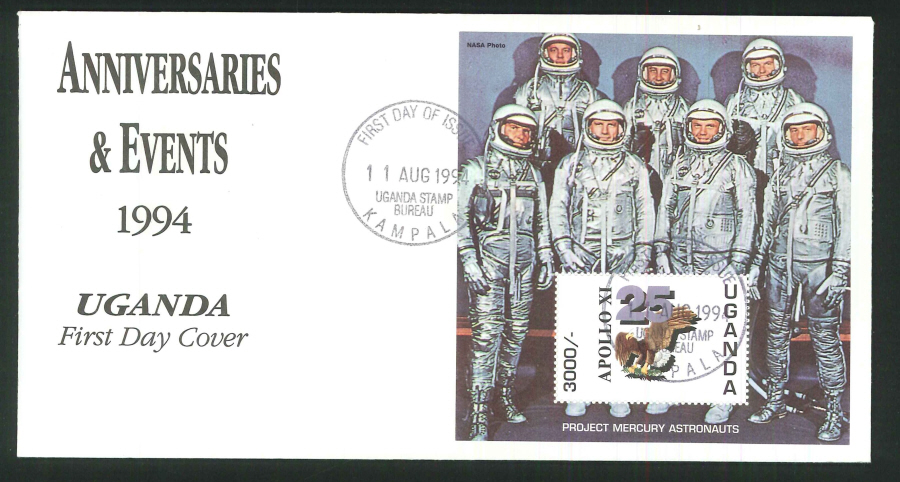 1994 - 25th Anniversary Apollo XI First Day Cover - Kampala, Uganda Postmark - Click Image to Close