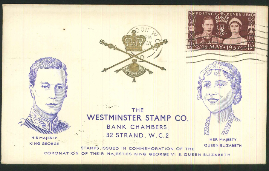 1937 - King George VI Coronation First Day Cover - London WC Postmark