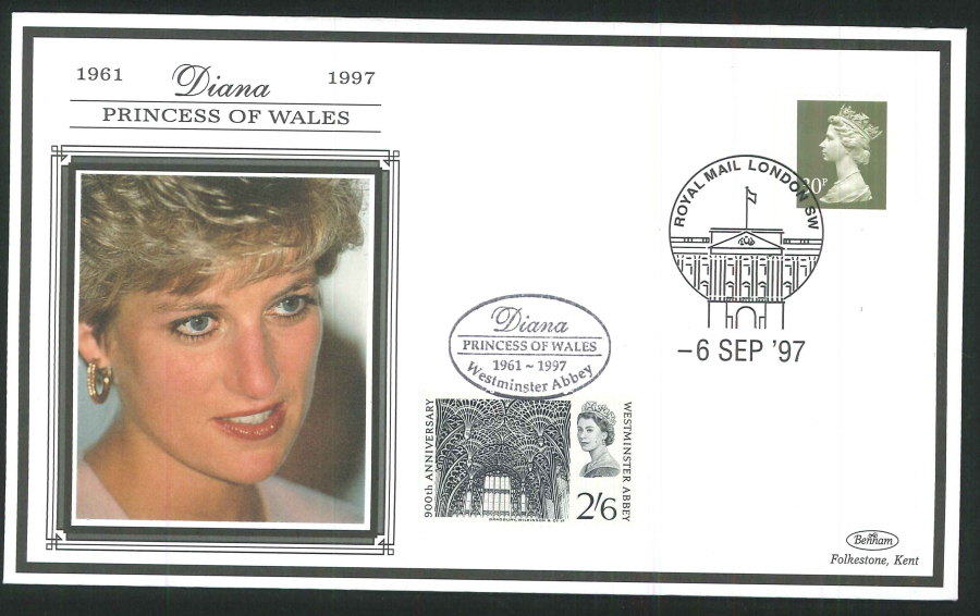 1997 - Diana ( Funeral Day) Commemorative Cover- London SW & Westminster Abbey Postmarks