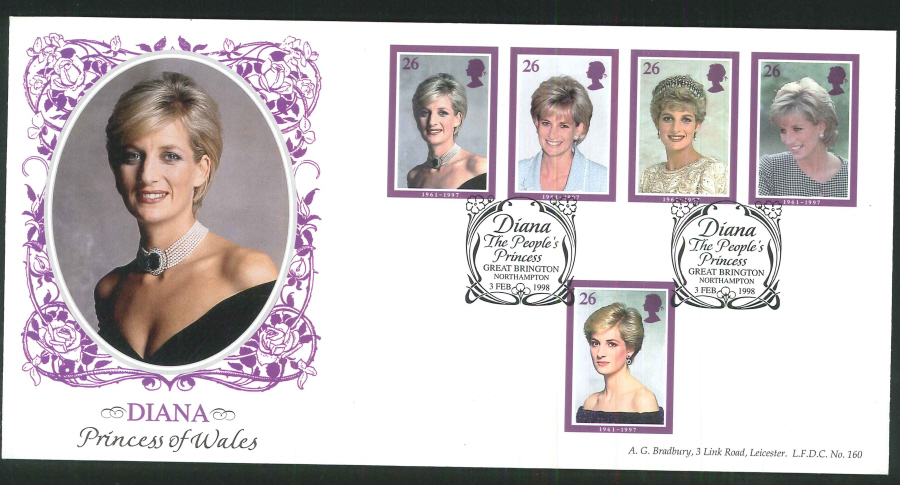 1998 - Diana Princess of Wales First Day Cover - Great Brington, Northampton Postmark