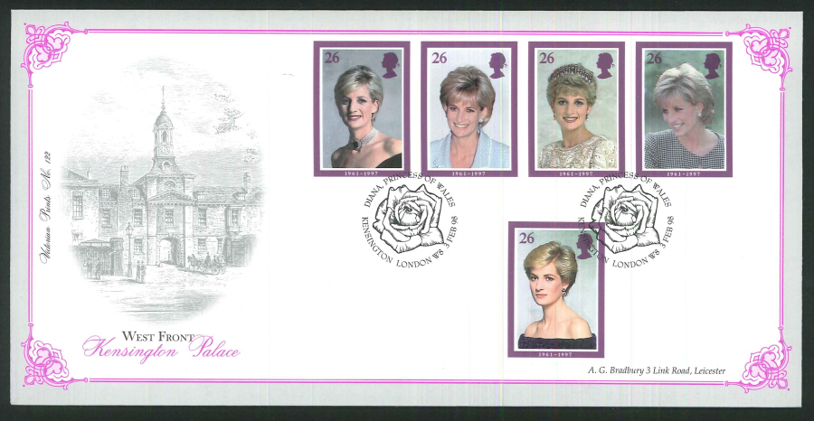 1998 - Diana Princess of Wales First Day Cover - Kensington London Postmark - Click Image to Close