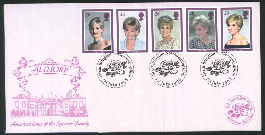 1998 - Opening of Althorp Commemorative Cover - Great Brington Northampton Postmark - Click Image to Close