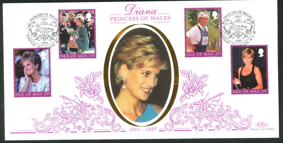 1998 - Diana Princess of Wales First Day Cover - Douglas, Isle of Man Postmark - Click Image to Close