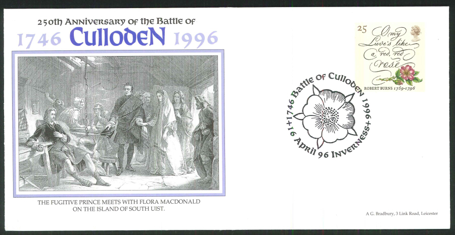 1996 - 250th Anniversary of Battle of Culloden Commemorative Cover - Inverness Postmark - Click Image to Close