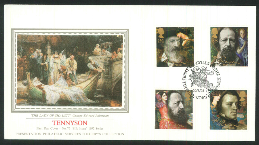1992 - Tennyson First Day Cover - Idylls of the King, Tintagel Postmark