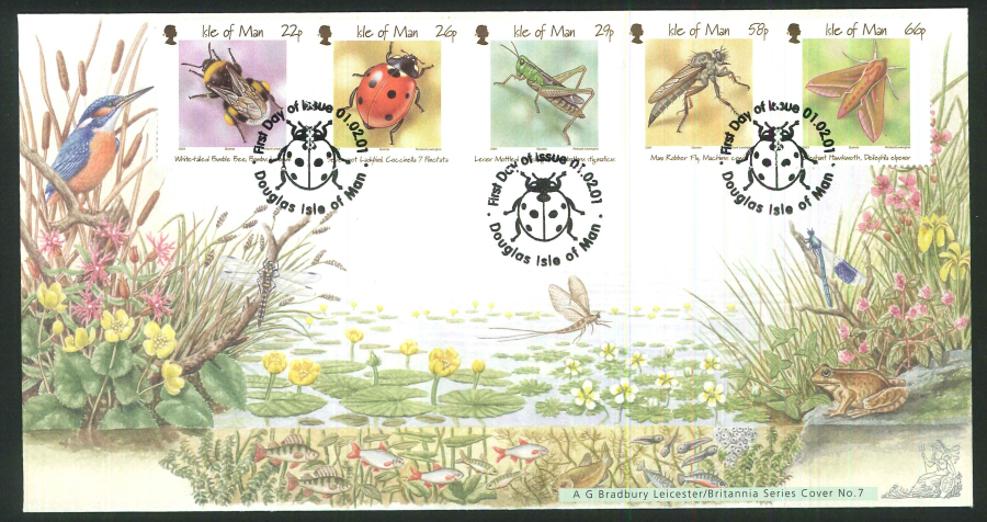 2001 - Insects First Day Cover- Douglas, Isle of Man Postmark