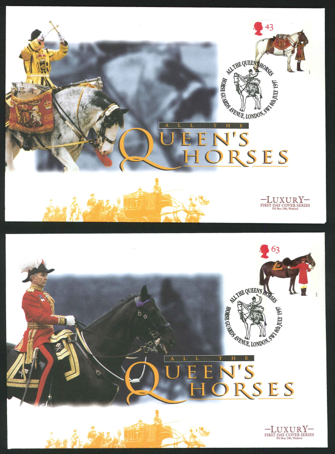 1997 - All the Queen's Horses Set of 4 First Day Covers - Horse Guards Avenue, SW1 Postmark - Click Image to Close