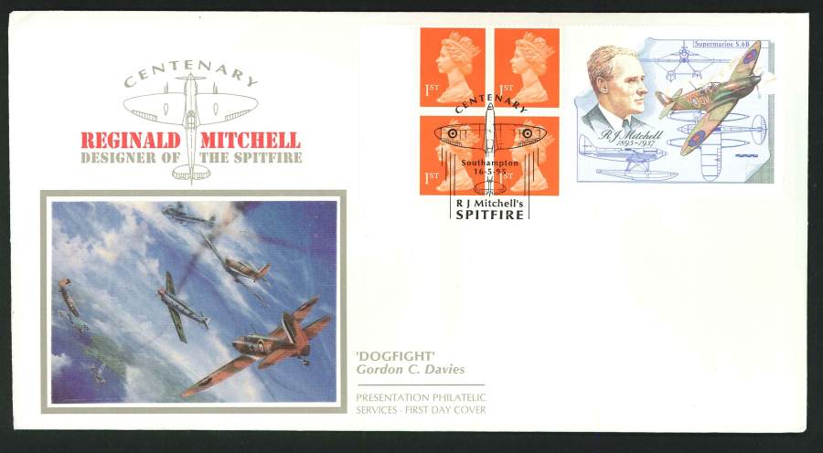 1995 - Spitfire First Day Cover - R J Mitchell, Southampton - Postmark - Click Image to Close