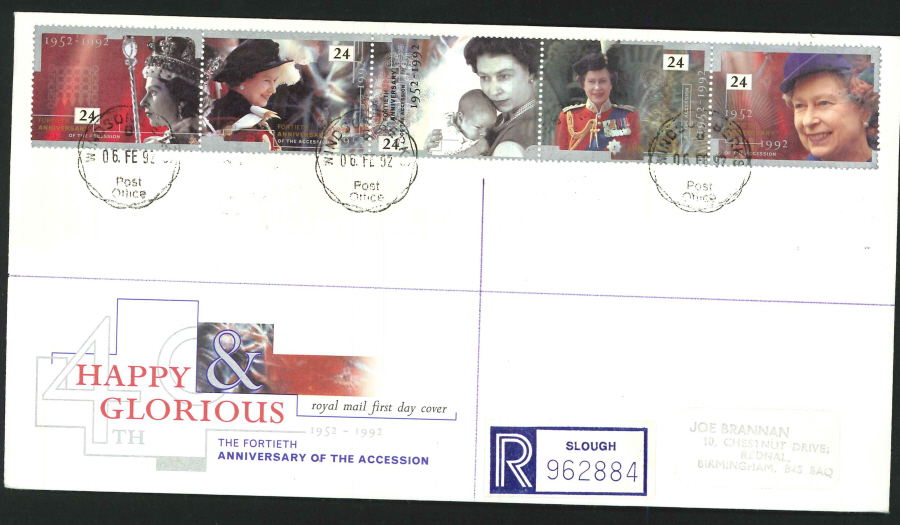 1992 - Happy & Gloroius First Day Cover - CDS Windsor, Berks Postmark - Click Image to Close