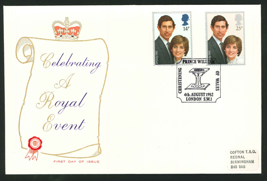 1982 - Celebrating A Royal Event Commemorative Cover - CDS Christening of Prince William, SW1 Postmark - Click Image to Close