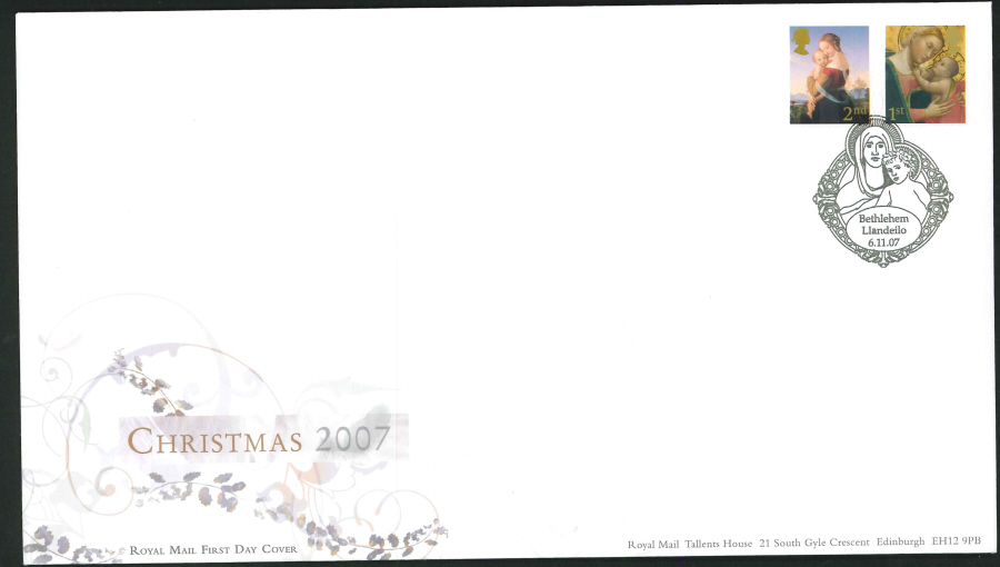 2007 - Christmas First Day Cover - Bethlehem, Llandeilo Postmark