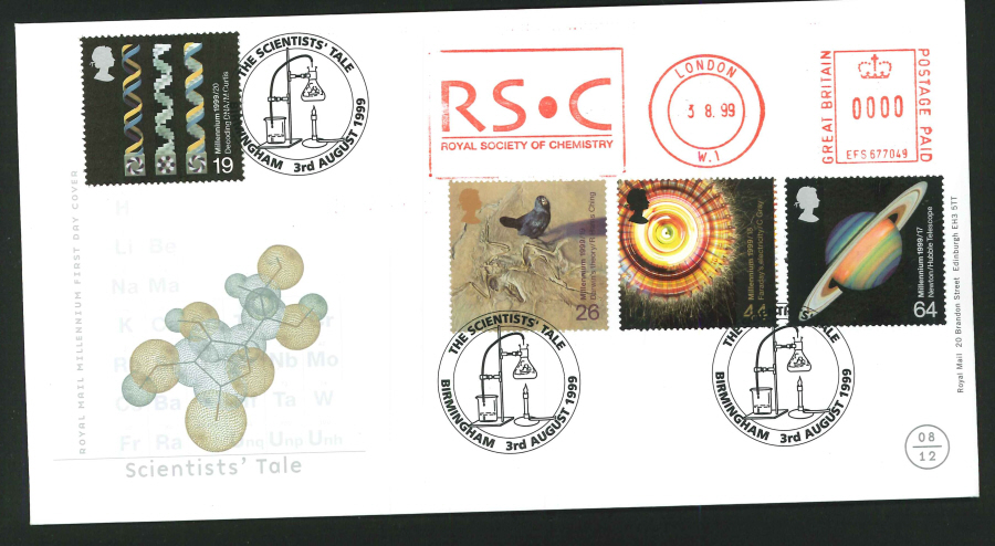 1999 - Scientists' Tale First Day Cover - Meter Mark & Birmingham Postmark