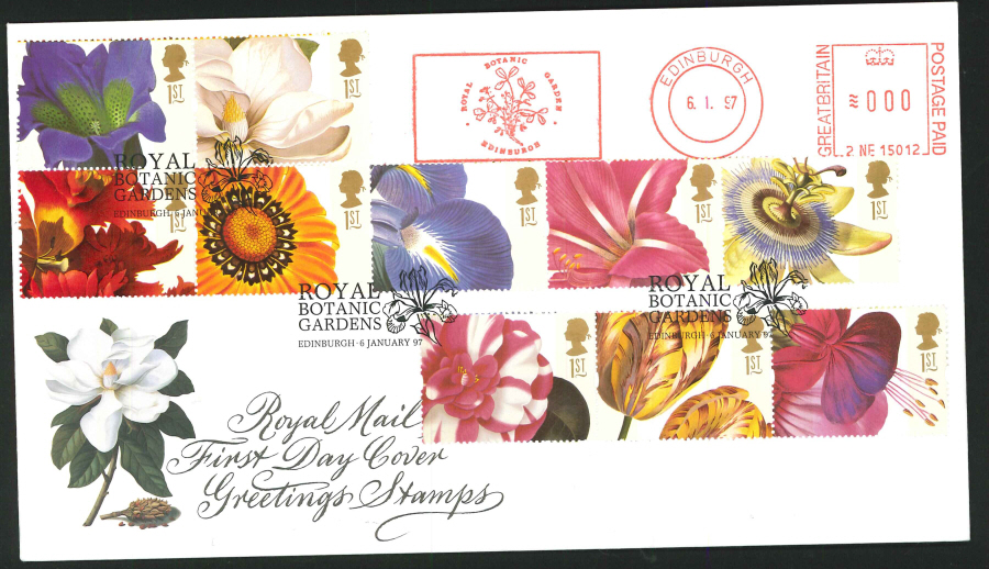 1997 - Greetings First Day Cover - Meter Mark & Royal Botanic Gardens Edinburgh Postmark - Click Image to Close