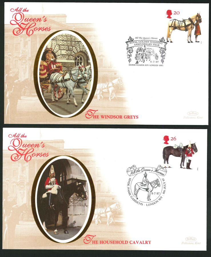 1997 - All the Queen's Horses Set of 4 First Day Covers - Horse Guards Ave, London SW1 Postmark - Click Image to Close