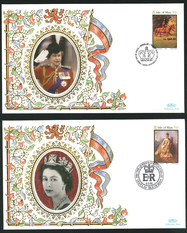 2002 - Golden Jubilee Set of 5 First Day Covers- Douglas, IoM Postmark - Click Image to Close