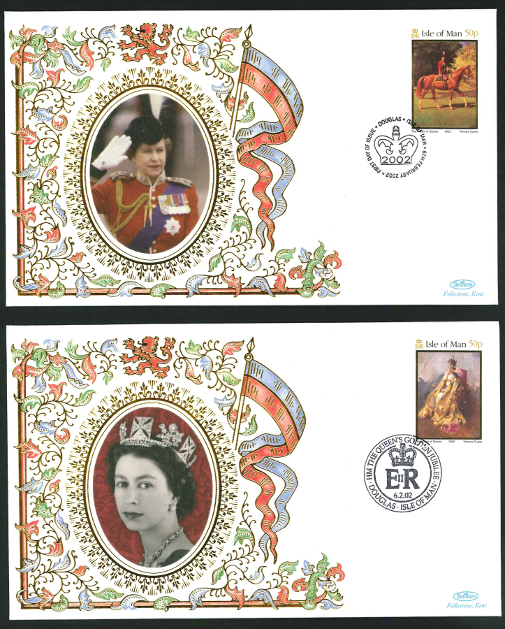 2002 - Golden Jubilee Set of 5 First Day Covers- Douglas, IoM Postmark