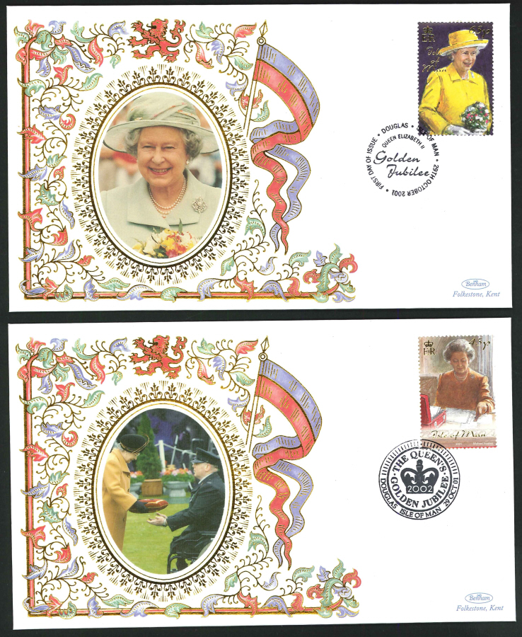 2001- Golden Jubilee Set of 6 First Day Covers- Douglas, IoM Postmark - Click Image to Close