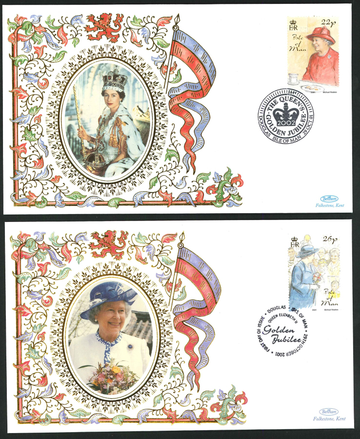 2001- Golden Jubilee Set of 6 First Day Covers- Douglas, IoM Postmark