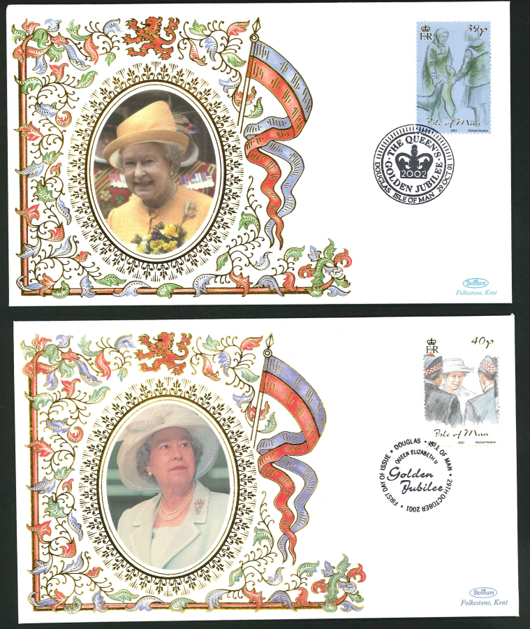 2001- Golden Jubilee Set of 6 First Day Covers- Douglas, IoM Postmark - Click Image to Close
