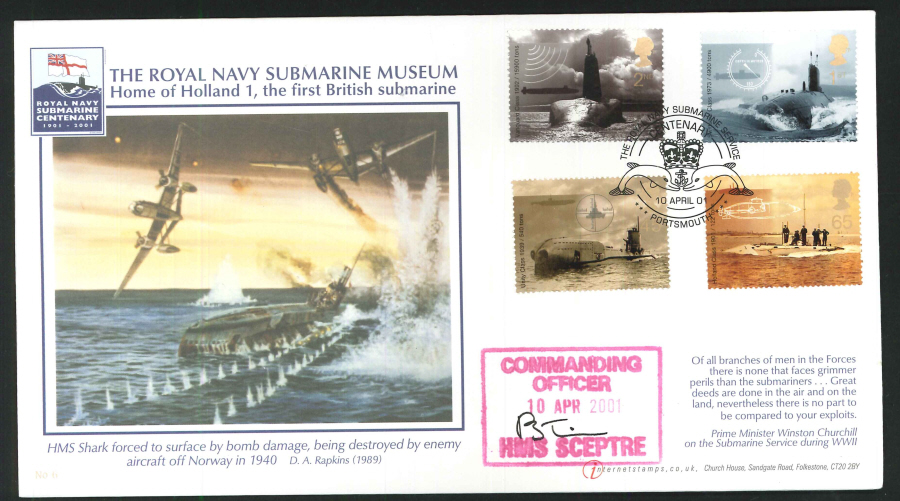 2001 - Submarines First Day Cover - RN Submarine Museum Postmark