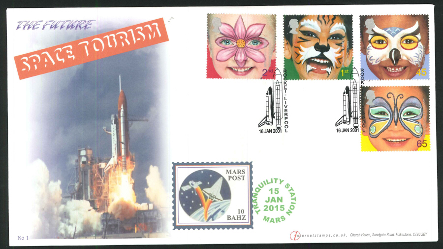 2001 - The Future: Space Tourism, First Day Cover - Rocket Liverpool Postmark