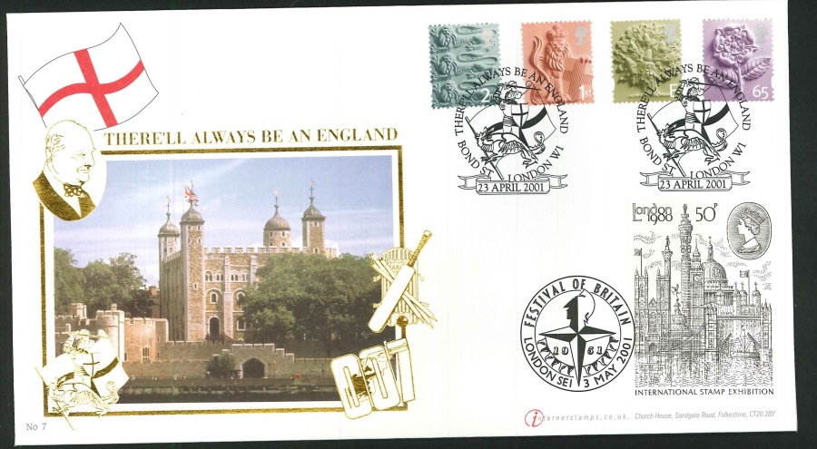 2001 - Country Pictorials First Day Cover - Bond Street & Festival of Britain Dual Postmarks - Click Image to Close