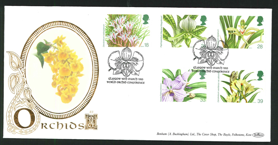 1993 - Orchids First Day Cover - World Orchid Conference, Glasgow Postmark