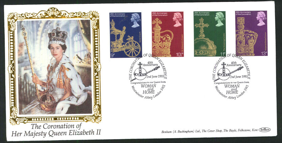 1993 - Coronation of Queen Elizaberth II Commemorative Cover - Woman & Home, Westminster Abbey Postmark