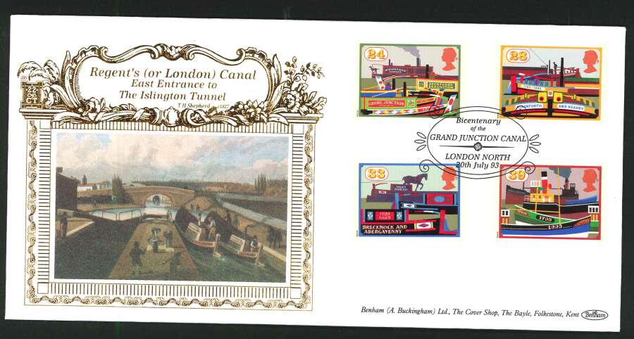 1993 - Inland Waterways First Day Cover - Grand Junction Canal Postmark - Click Image to Close