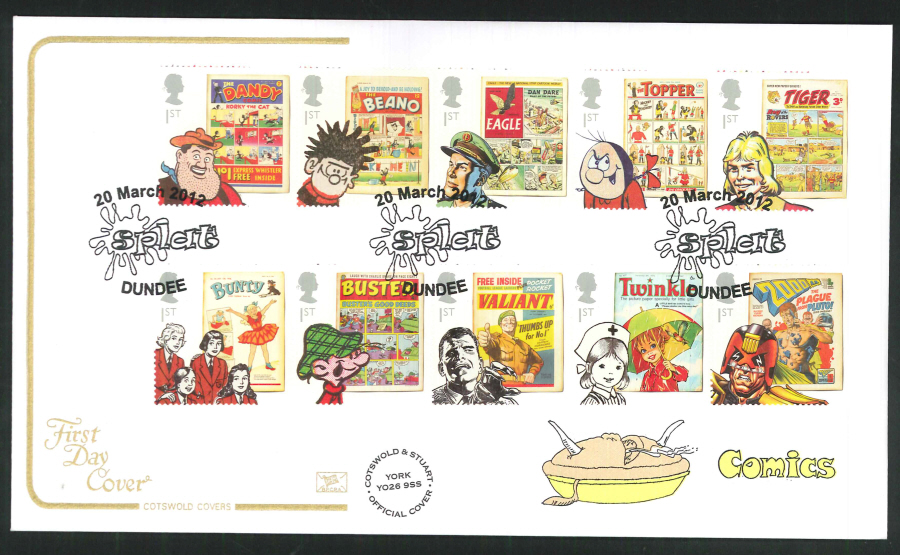 2012 - Comics - First Day Cover - Splat, Dundee Postmark