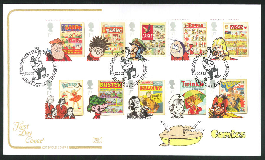 2012 - Comics - First Day Cover - 75th Anniversary The Dandy, Kingsway East, Dundee Postmark