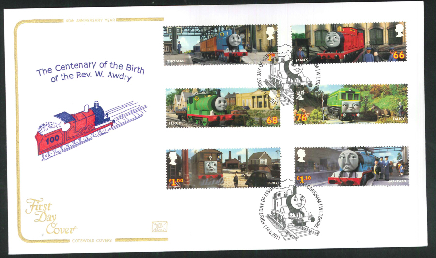 2011 - Thomas the Tank Set - F D C -F D I Box Corsham Postmark - Click Image to Close